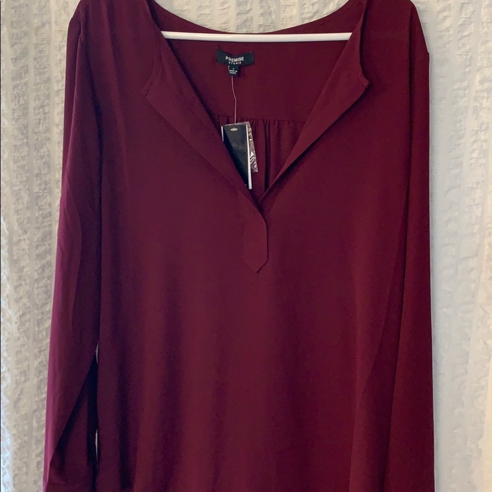 Burgundy Premise Blouse